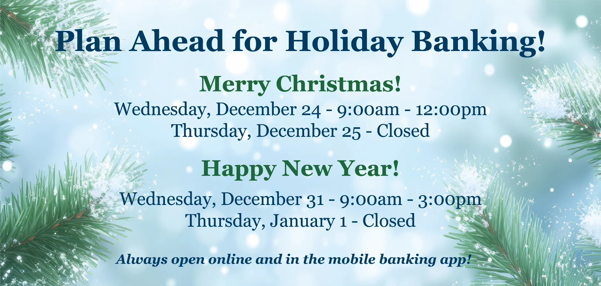 2025 Holiday Hours Home Page Promo